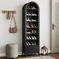 thumbnail image 1 of Arched Cabinet, 71" Tall Kitchen Pantry Cabinet, 8 Tiers Arched storage Cabinet with Doors and Shelves, Bookcase for Entryway, Hallway, Living Room, Black, 1 of 8