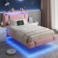 thumbnail image 1 of IDEALSOUL Twin Size Bed Frame with LED Lights,Floating Metal Platform Bed with Storage Headboard,No Box Spring Needed,Easy to Assemble (Twin，Pink), 1 of 11