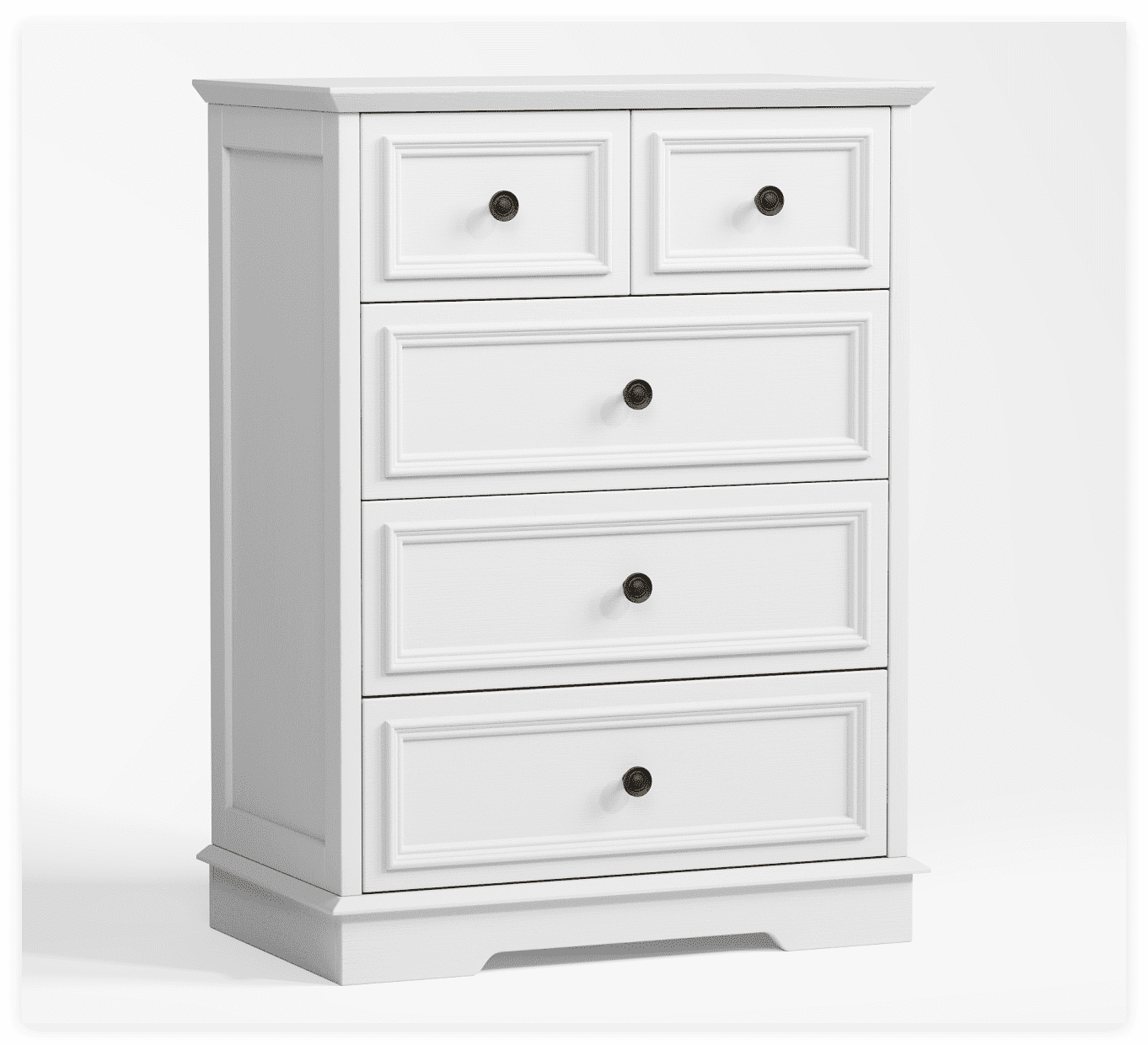 IDEALSOUL White Dresser for Bedroom, 5 Drawer Dresser with Large Storage, Retro Storage Cabinet for Bedroom, Living Room, Kitchen