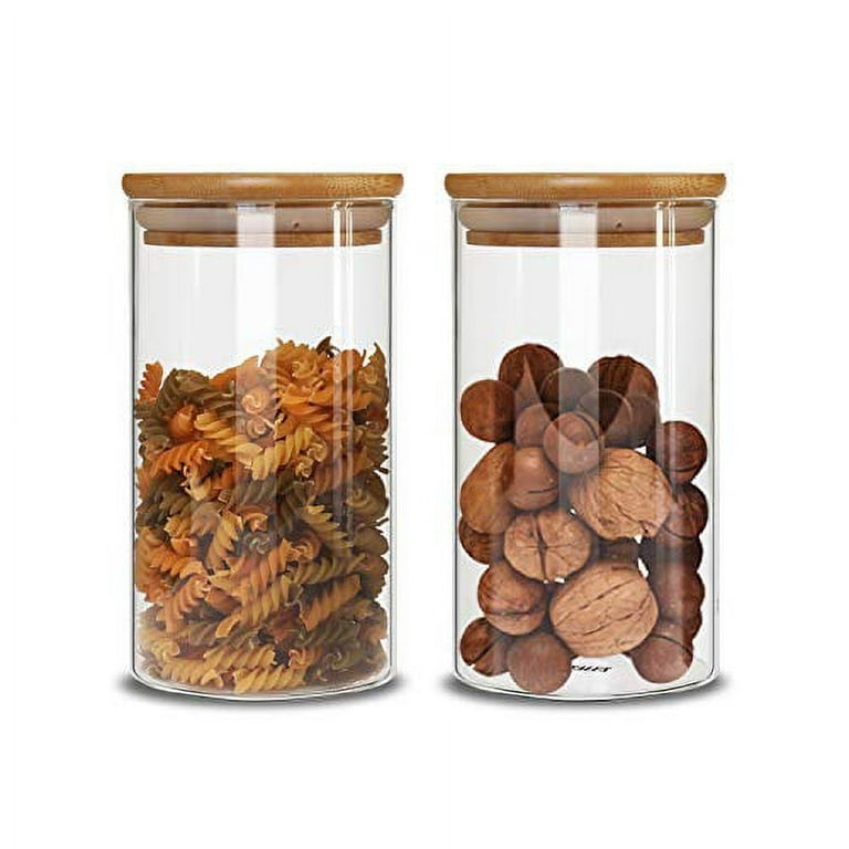 IDEALUX Glass Storage Jar With Airtight Seal Bamboo Lid, 25 Ounce Set of 2,  750ml Coffee Bean and Kitchen Food Container