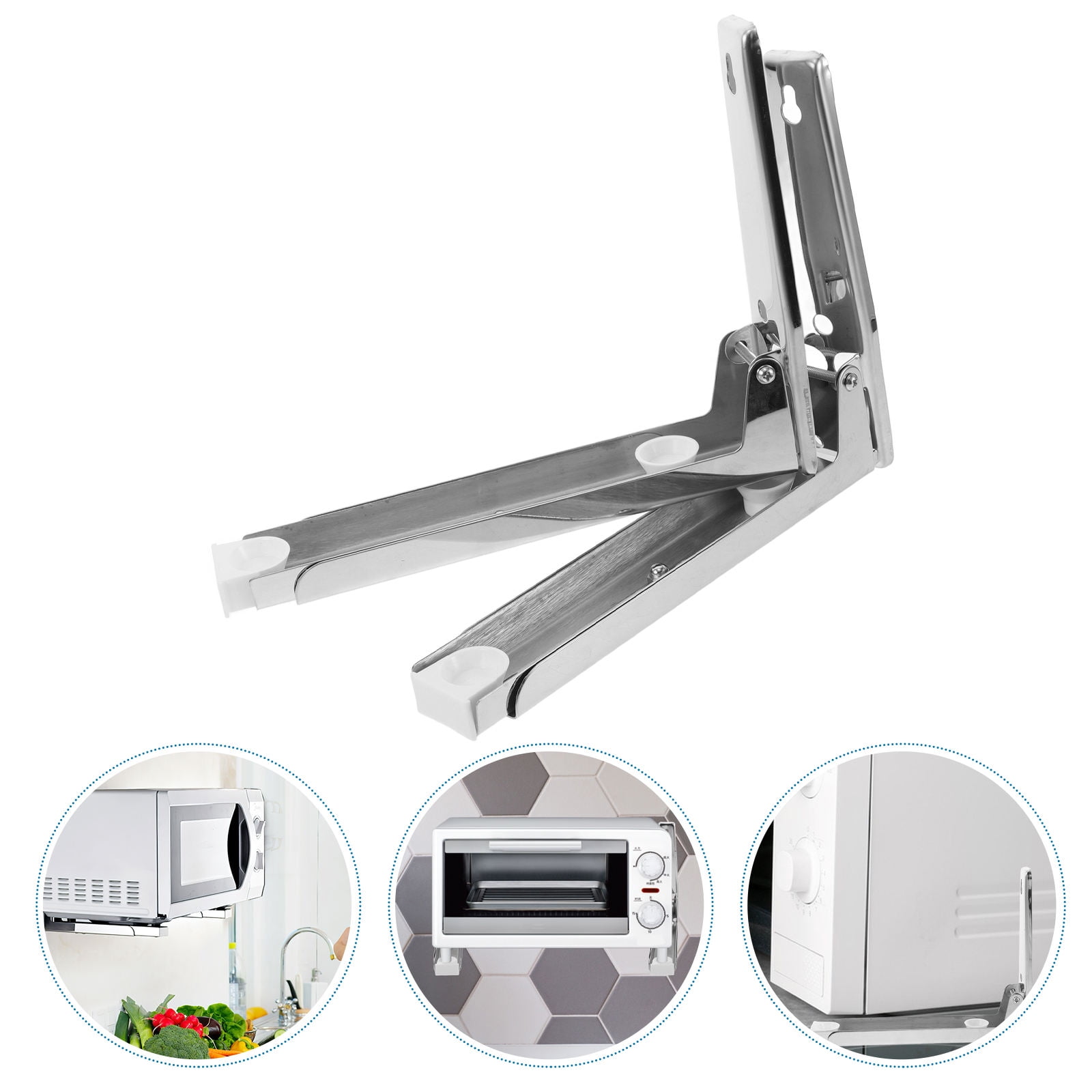 IDEANATEGRATE 1 Pair Microwave Oven Wall Stand Silver Rectangular Storage Easy Installation Home Use