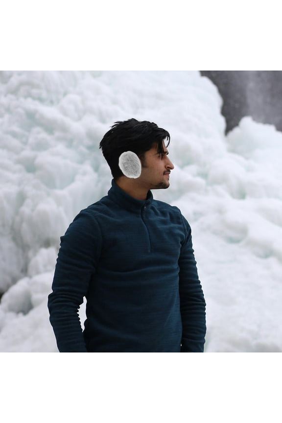 1 Pair Windproof Earmuff Cold Weather Protection With Grey Plush Material For Women And Men