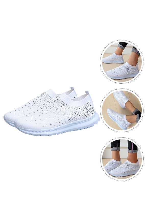 Female White Breathable Sneakers Soft Cushion Anti-Skid Sole