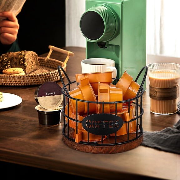 IDEANATEGRATE 1 Set Coffee Organizer Storage Solution Iron Wood Contemporary Design