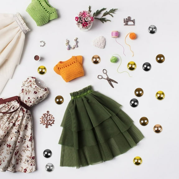 IDEANATEGRATE 100PCS Tiny Buttons for Doll Clothes and Flatback Resin Buttons Replacement in Gold