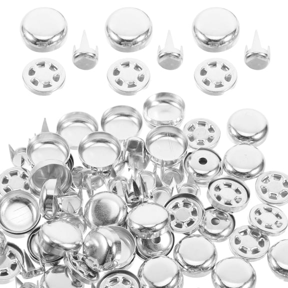 IDEANATEGRATE 100Pcs Silver Aluminium Hat Buttons Cap Button Replacement Repair Making Supplies