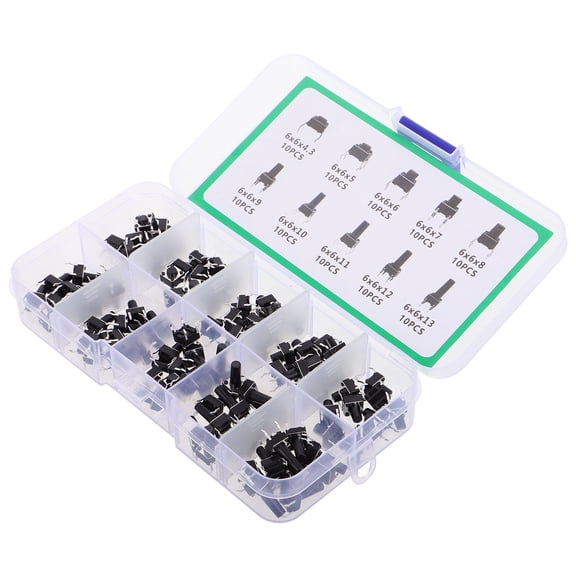 IDEANATEGRATE 100Pcs Tactile Switch Kit Plastic for Repairs Panels Hobbyists