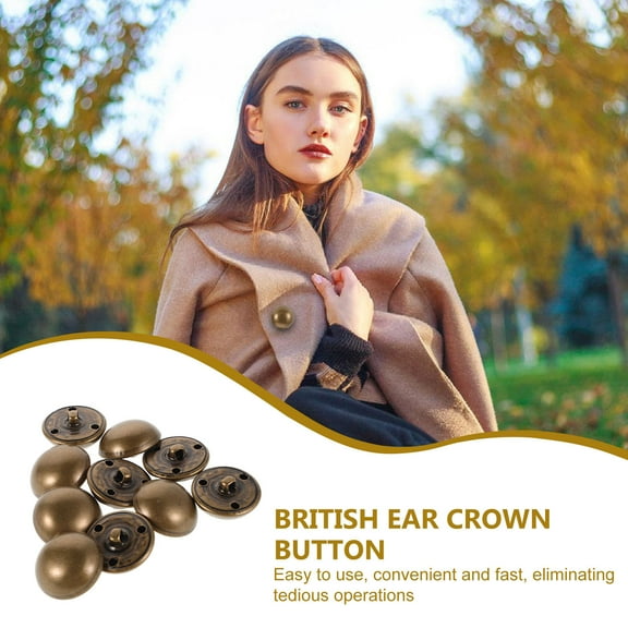 IDEANATEGRATE 10Pcs Antique Buttons Mushroom Shape Brass for Coats and Trench Coats 2.4x2.4x1.2cm