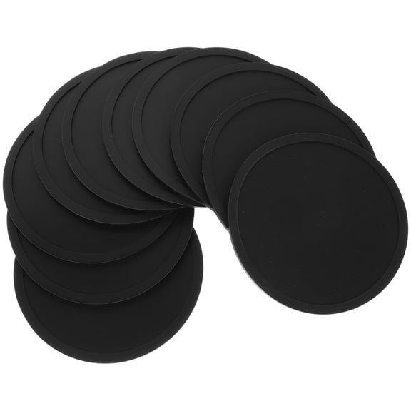 IDEANATEGRATE 10Pcs Black Round Coasters for Table Silicone Material for Adults