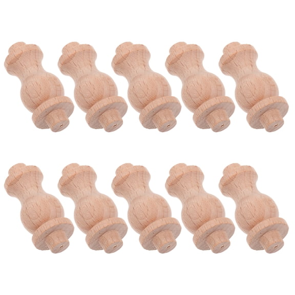 IDEANATEGRATE 10Pcs Khaki Wood Spindles 1.57X0.71X0.71In Solid Wood Balusters For Indoor Stairs Wood