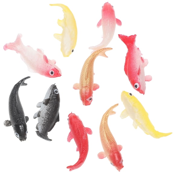 IDEANATEGRATE 10Pcs Miniature Koi Fish Resin Fish Garden Decor Realistic Design Aquarium Decor