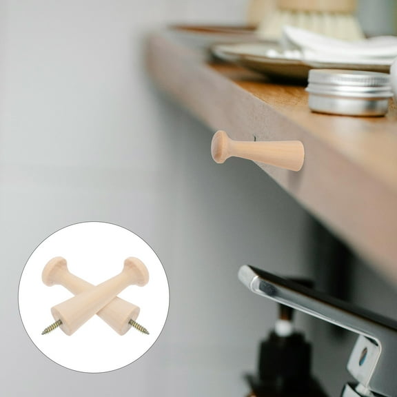 IDEANATEGRATE 10Pcs Shaker Peg Hooks Khaki Wood for Indoor Use and Organizing