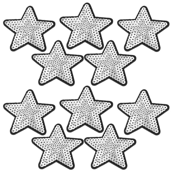 IDEANATEGRATE 10Pcs Star Patches for Clothes and Hats Durable Sequin Appliques Silver