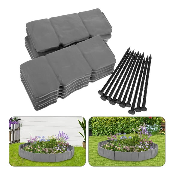 IDEANATEGRATE 10Pcs Stone Look Garden Borders for Outdoor Landscaping Projects