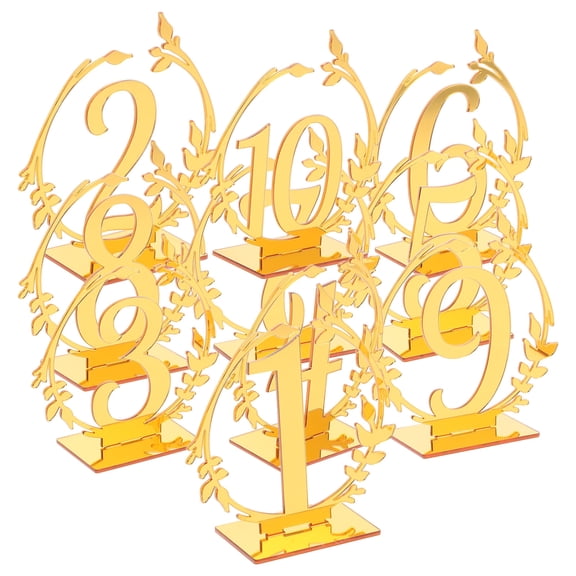 IDEANATEGRATE 10Pcs Table Number Signs For Wedding Acrylic Golden Chic Style Decor