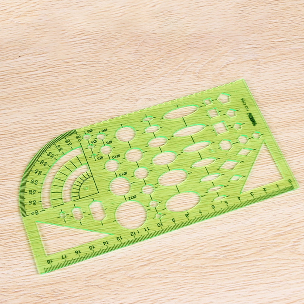 Shape Template Ruler IDEANATEGRATE 11Pcs Green Plastic Drawing Template Ruler for Various ...