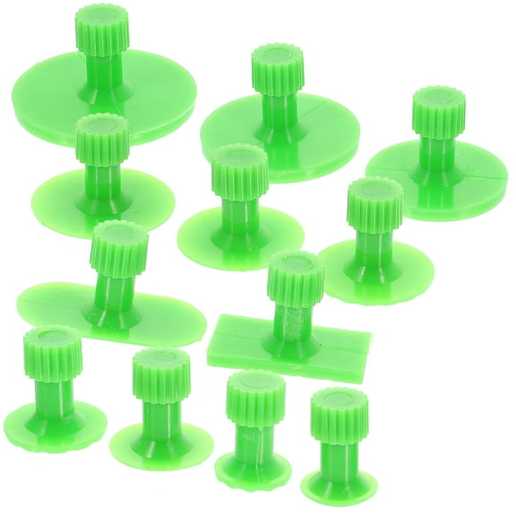 IDEANATEGRATE 12Pcs Car Dent Repair Kit Car Dent Puller Tabs Abs Green 4x1.6in