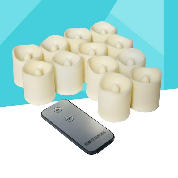 IDEANATEGRATE 12Pcs Plastic Remote Control Flameless Candles for Hotels Bars and Church Decorations 1.55x1.85in