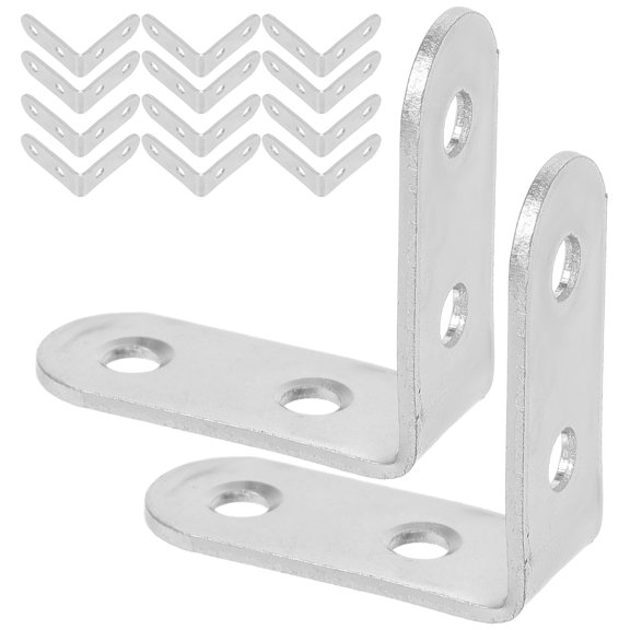 IDEANATEGRATE 16Pcs Angle Brackets Cold Rolled Steel Furniture Reinforcement Home Use Silver 1.6x1.6x0.6in