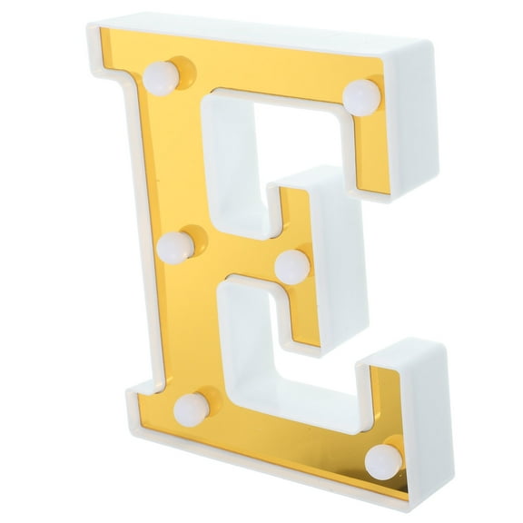IDEANATEGRATE 1Pack Alphabet Letter Modeling Light with Golden Letter Design for Table Beautification 16.5x5.2x1.2in