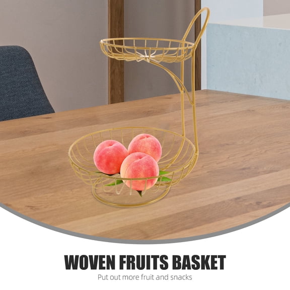IDEANATEGRATE 1Pack Decorative Fruit Basket Stand For Table Centerpiece Multi-Tiered Fruit Plate Finish Iron
