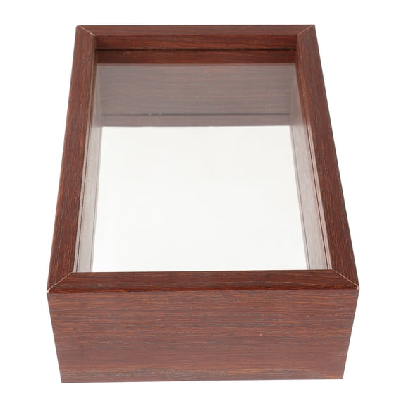 IDEANATEGRATE 1Pack Display Box Frame Dark Red Wood Material Ticket Showcase 16.2X11X5.7in