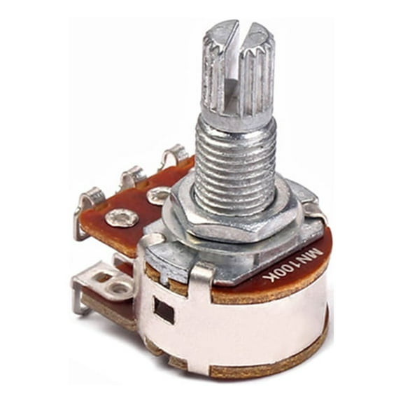 IDEANATEGRATE 1Pack Mn100k Potentiometer For Guitar Control With 18Mm Shaft And 6Mm Split Shaft Diameter In Chrome