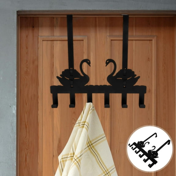 IDEANATEGRATE 1Pack Over The Door Hook Rack Black Stainless Steel For Bedroom Bathroom Living Room 11.4X12.3X1.3in