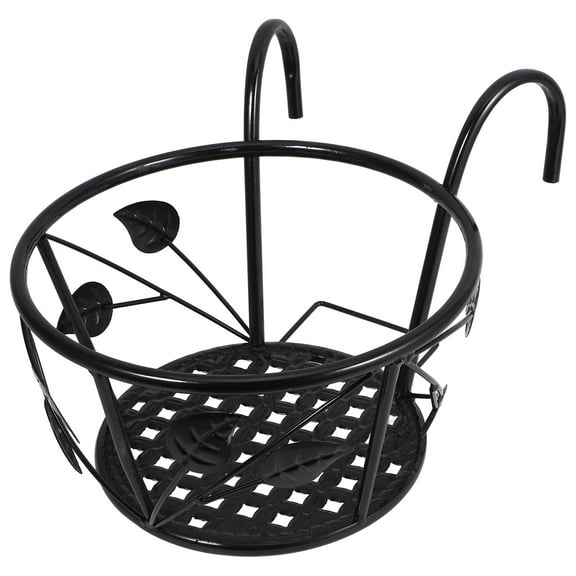IDEANATEGRATE 1Pack Railing Planter Iron Curved with Leaves Simple Exterior for Homeowners Gardeners 11.2X8.6X6.3In