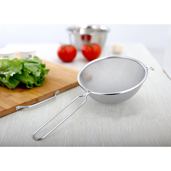 IDEANATEGRATE 1Pack Spaghetti Strainer for Hotel Kitchen 10 Inches Double Layer Silver Stainless Steel Strainer