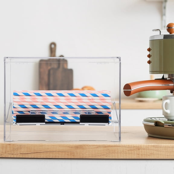 IDEANATEGRATE 1Pack Straw Organizer Transparent for Home and Office Use