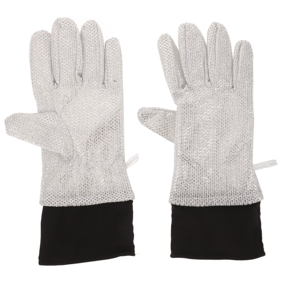 IDEANATEGRATE 1Pair Assorted Color Aluminum Foil Cloth PVC Gloves for Dishwashing and Household Cleaning 12.4x4.5x0.4in