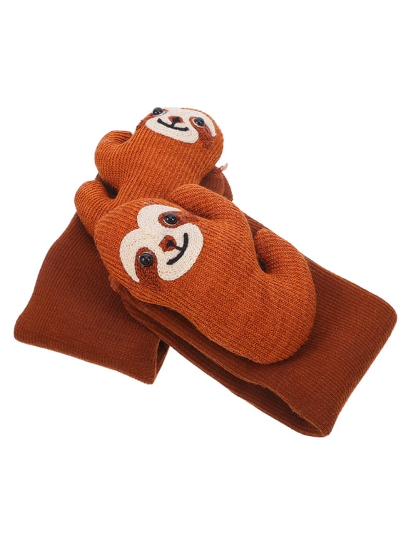 Fuzzy 3D Sloth Hug Socks, Coffee Color, Cozy Yarn, Perfect for Festive Winter Occasions