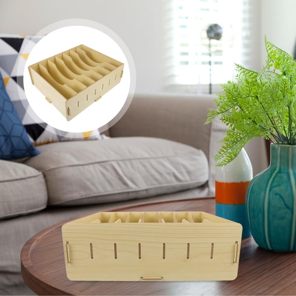 IDEANATEGRATE 1Pcs Beige Wood Storage Container For Plant And Cosmetic Storage 11.8x10.4x4.3in