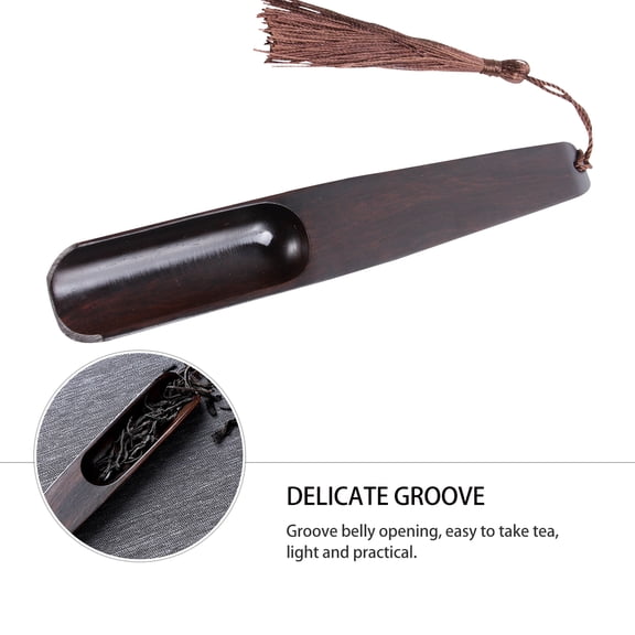 IDEANATEGRATE 1Pcs Black Bamboo Tea Spoon for Scooping Tea and Coffee Beans Home and Office Use