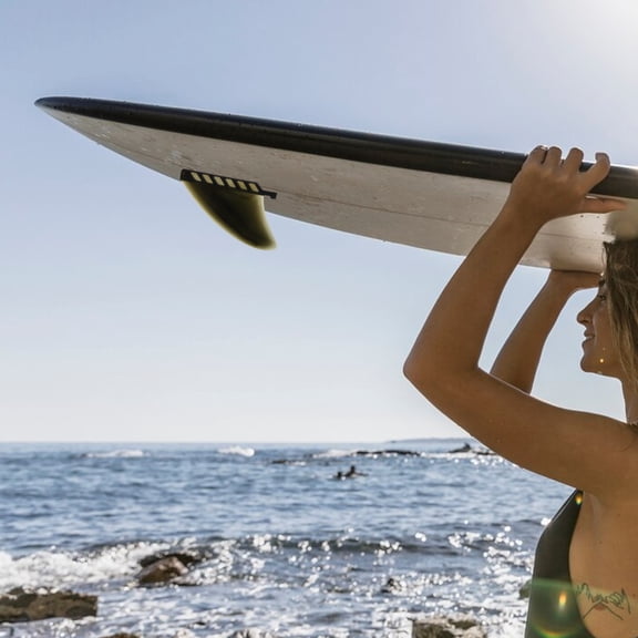 IDEANATEGRATE 1Pcs Black PVC Surfboard Tail Fin for Stabilization in Water Sports 18.8*5.5*0.6in