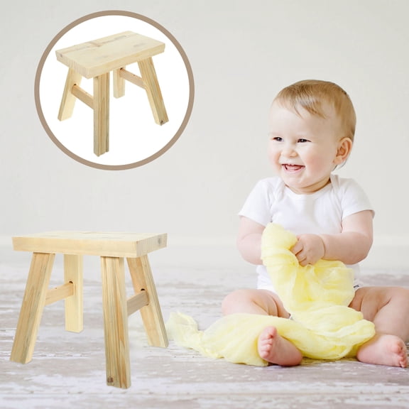 IDEANATEGRATE Child Step Stool Kitchen Helper Wood Furniture Khaki 1Set