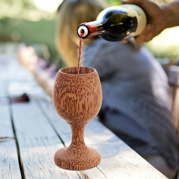 IDEANATEGRATE 1Pcs Drinking Cups Multi Color Round Shape Coconut Wood For Home Use present Giving