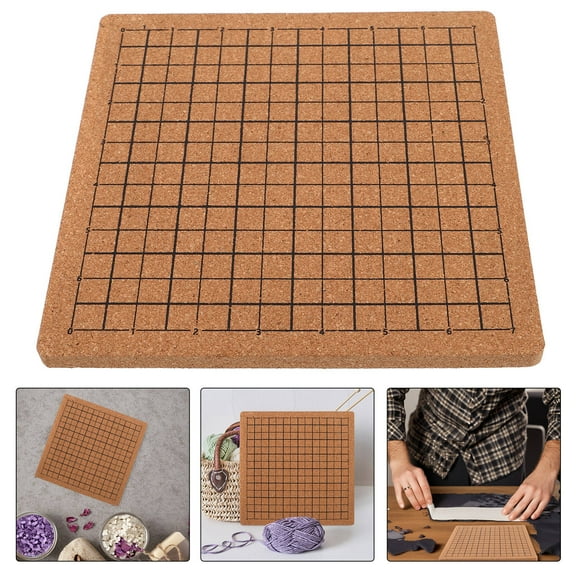 IDEANATEGRATE 1Pcs Macrame Board Light Brown Cork Wood Knotting Cutting Crafts Square Grid Design Braiding Tool Diy Projects