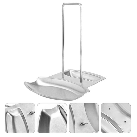 IDEANATEGRATE Stainless Steel Rectangular Pot Lid Holder Rack for Kitchen Storage and Utensil Organization