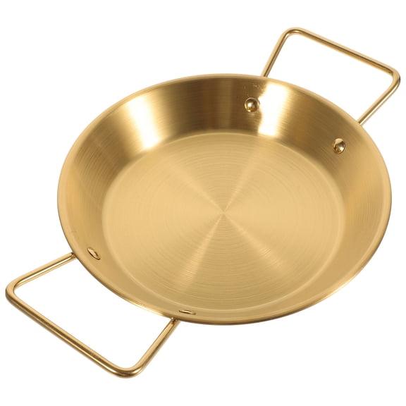 IDEANATEGRATE 1Pcs Steak Pan Non Stick Flat Bottomed Golden Color 11.40X8.25X1.30in for Adults Home Use