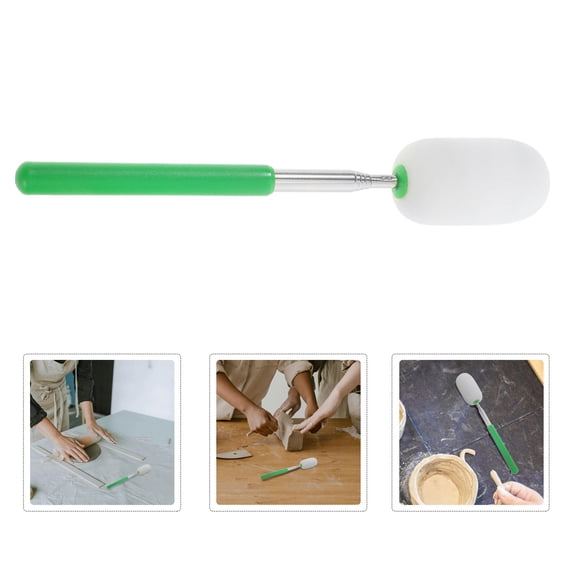IDEANATEGRATE 1Pcs Telescoping Pottery Sponge Shaping Tool Dark Green Stainless Steel for Clay Sculpting Water Absorption