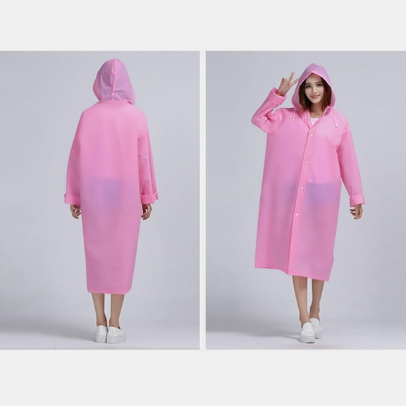 IDEANATEGRATE 1Pcs Unisex Pink PEVA Tear Resistant Foldable Raincoat for Men and Women