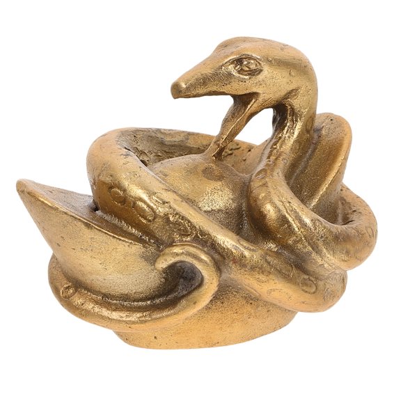 IDEANATEGRATE 1Pcs Vintage Brass Snake Decor for Tabletop and Desk in Home and Office