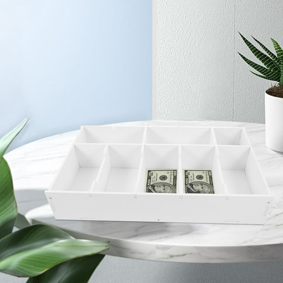IDEANATEGRATE 1Pcs White Rectangular PVC Drawer Insert Tray for Receipt Organizers and Counter