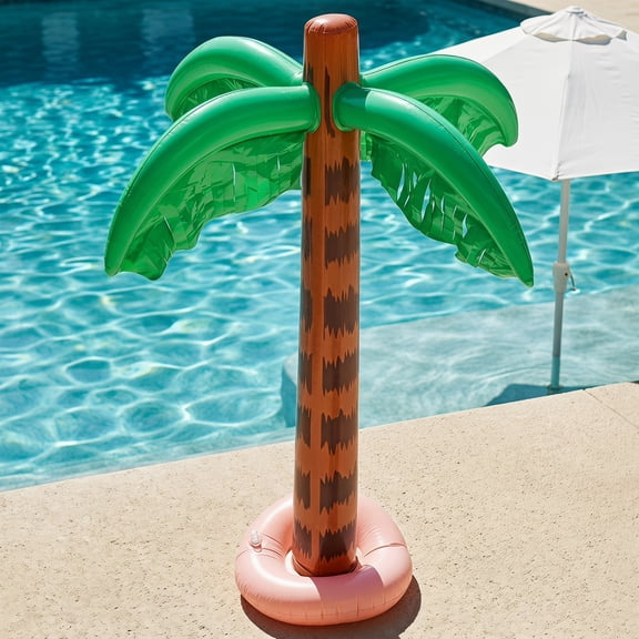 IDEANATEGRATE 1Piece Inflatable Coconut Tree Tropical Atmosphere Summer Pool Parties Decoration PVC 35.4x11.8x11.8in