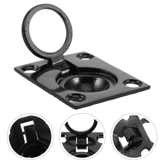 IDEANATEGRATE 1Set Black Flush Pull Handle for Boat Deck Hardware Modern Minimalist Design for Marine Use