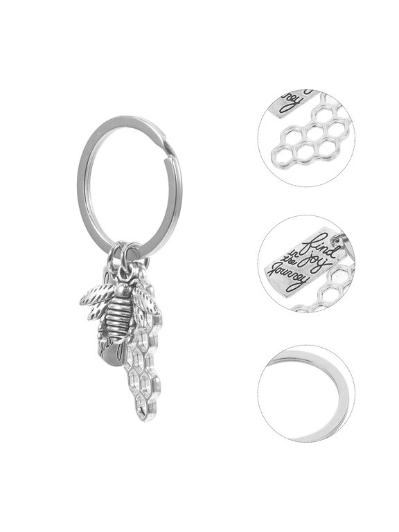 1Set Carnival Keychain Bee Pendant Zinc Alloy Keychain Charm Silver