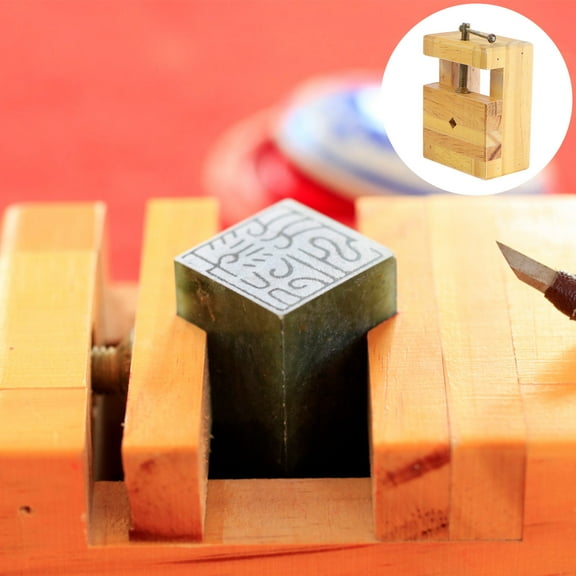 IDEANATEGRATE 1Set Carving Tool Engraving Kit for Professional Artists Beige Pine Wood Square Shape Stone Carving