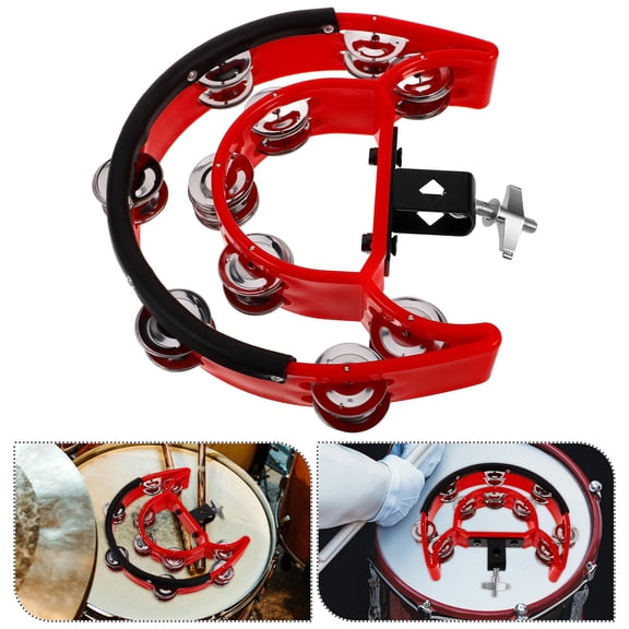 IDEANATEGRATE 1Set HiHat Tambourine Red Handbell Bell Accompaniment For Beginners Musicians